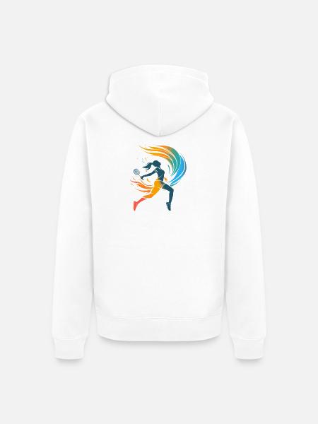 Badmintonspielerin - Unisex Premium Bio Zip Hoodie - Weiß