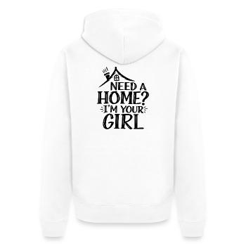Suchen Sie eine Immobilienmaklerin, eine Maklerin, eine Maklerin - Unisex Premium Bio Zip Hoodie - Weiß - Hinten - Thijin (182cm)