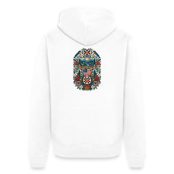 USA | Appalachia, Quilt & Landhaus - Unisex Premium Bio Zip Hoodie - Weiß - Hinten - Thijin (182cm)