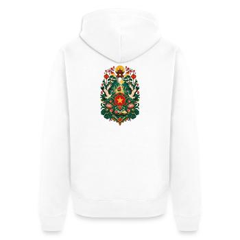 Vietnam | Lotus, Kraniche & Laternen - Unisex Premium Bio Zip Hoodie - Weiß - Hinten - Thijin (182cm)