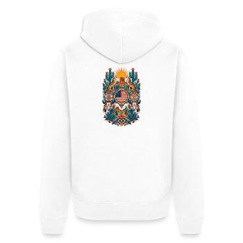 USA | Südwesten, Wüste & Kojoten - Unisex Premium Bio Zip Hoodie - Weiß - Hinten - Thijin (182cm)