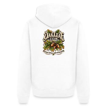 Oak Leaf Club – Eichenblätter & Eicheln Natur - Unisex Premium Bio Zip Hoodie - Weiß - Hinten - Thijin (182cm)