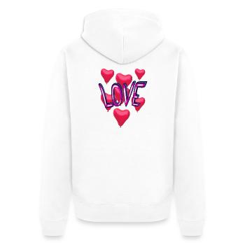 Neon Herz Love Schrift Ballons - Unisex Premium Bio Zip Hoodie - Weiß - Hinten - Thijin (182cm)