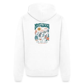 Myrtle Beach 2026 Surf & Sonne - Unisex Premium Bio Zip Hoodie - Weiß - Hinten - Thijin (182cm)