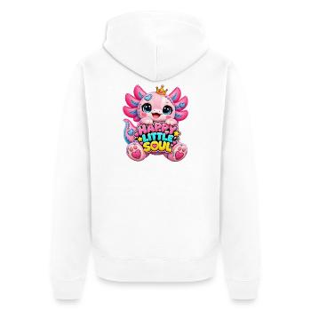 Kuschelmonster Happy Little Soul - Unisex Premium Bio Zip Hoodie - Weiß - Hinten - Thijin (182cm)
