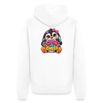 Patchwork-Pinguin mit Herztext - Unisex Premium Bio Zip Hoodie - Weiß - Hinten - Thijin (182cm)
