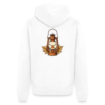 Laterne im Herbstlaub - Unisex Premium Bio Zip Hoodie - Weiß - Hinten - Thijin (182cm)