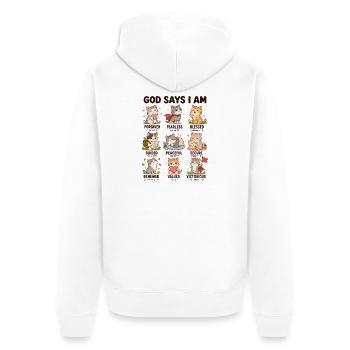  Gott Sagt: Ich Bin Katzen Christliche Bibelverse - Unisex Premium Bio Zip Hoodie - Weiß - Hinten - Thijin (182cm)