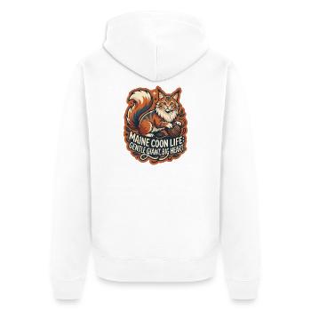 Maine Coon Cat Big Fluffy Yarn - Unisex Premium Bio Zip Hoodie - Weiß - Hinten - Thijin (182cm)