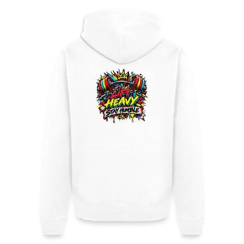 Lift Heavy Stay Humble Graffiti - Unisex Premium Bio Zip Hoodie - Weiß - Hinten - Thijin (182cm)