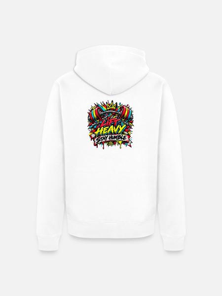 Lift Heavy Stay Humble Graffiti - Unisex Premium Bio Zip Hoodie - Weiß