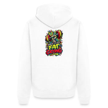 Schweiß ist Fett, das weint - Unisex Premium Bio Zip Hoodie - Weiß - Hinten - Thijin (182cm)