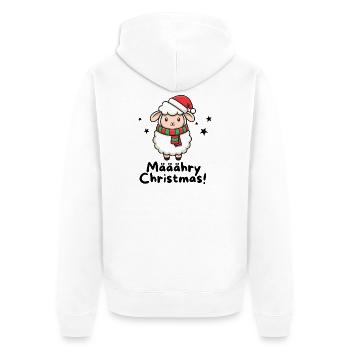 Määähry Christmas – Süßes Weihnachtsschaf - Unisex Premium Bio Zip Hoodie - Weiß - Hinten - Thijin (182cm)