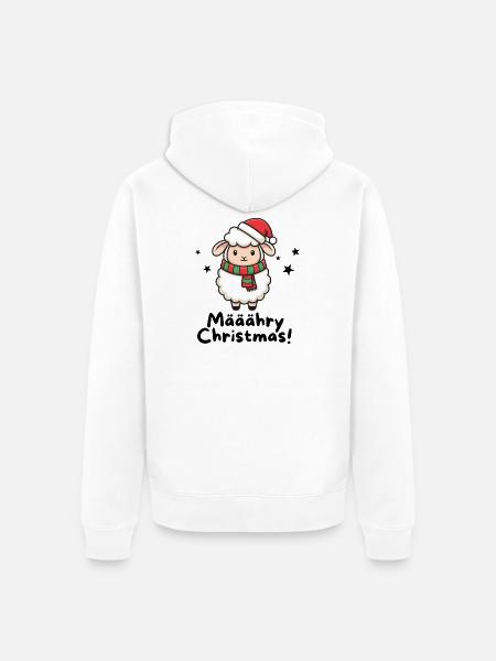 Määähry Christmas – Süßes Weihnachtsschaf - Unisex Premium Bio Zip Hoodie - Weiß