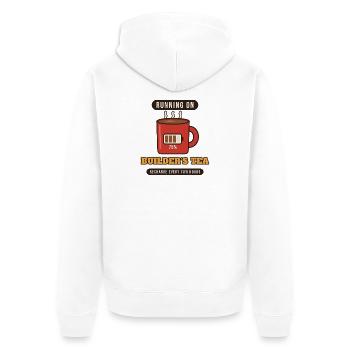 Laufen auf Builder's Tea - Unisex Premium Bio Zip Hoodie - Weiß - Hinten - Thijin (182cm)