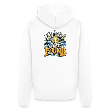 Not Lost Just Found Cross - Unisex Premium Bio Zip Hoodie - Weiß - Hinten - Thijin (182cm)