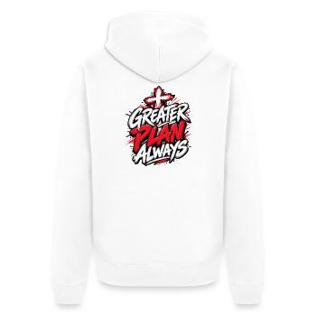 Greater Plan Always Cross Design - Unisex Premium Bio Zip Hoodie - Weiß - Hinten - Thijin (182cm)
