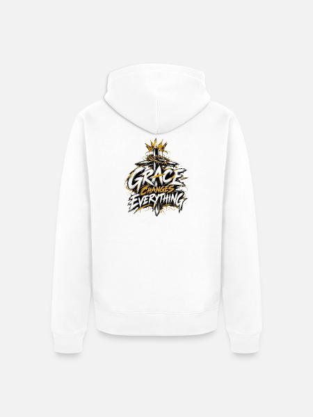 Grace Changes Everything - Unisex Premium Bio Zip Hoodie - Weiß