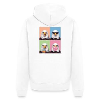 Eagle Adler - Unisex Premium Bio Zip Hoodie - Weiß - Hinten - Thijin (182cm)