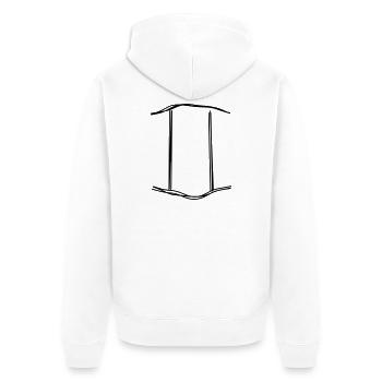 Sternzeichen Zwillinge handgezeichnet - Unisex Premium Bio Zip Hoodie - Weiß - Hinten - Thijin (182cm)