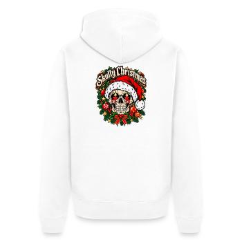 Skully Christmas - Unisex Premium Bio Zip Hoodie - Weiß - Hinten - Thijin (182cm)