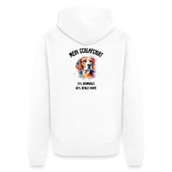 Beagle Porträt Aquarell Schlafshirt - Unisex Premium Bio Zip Hoodie - Weiß - Hinten - Thijin (182cm)