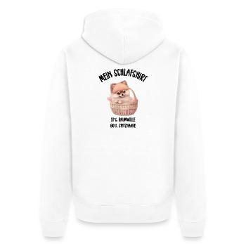 Zwergspitz Korb Herzen Schlafshirt - Unisex Premium Bio Zip Hoodie - Weiß - Hinten - Thijin (182cm)