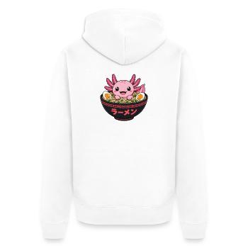 Süßer Axolotl in der Ramen Suppenschüssel - Unisex Premium Bio Zip Hoodie - Weiß - Hinten - Thijin (182cm)