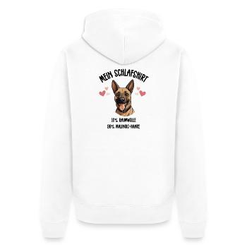 Malinois Lachend Herzen Schlafshirt - Unisex Premium Bio Zip Hoodie - Weiß - Hinten - Thijin (182cm)