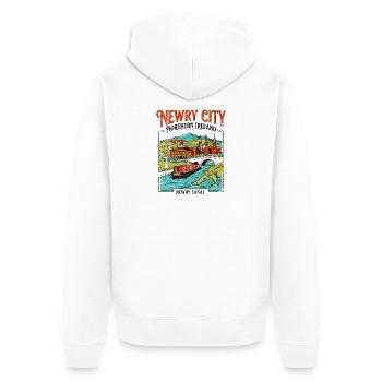 Vintage Newry City Northern Ireland Canal - Unisex Premium Bio Zip Hoodie - Weiß - Hinten - Thijin (182cm)