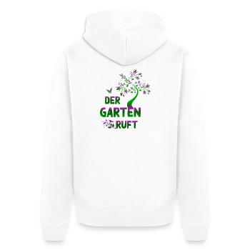 Der Garten ruet – Neongrün & Pink Botanik - Unisex Premium Bio Zip Hoodie - Weiß - Hinten - Thijin (182cm)