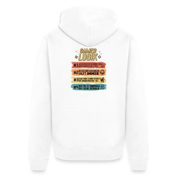 Gamer Logik Lustige Zocker Sprüche Retro - Unisex Premium Bio Zip Hoodie - Weiß - Hinten - Thijin (182cm)