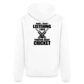 Lustiger Cricketspieler, Bowler, Schlagmann, Liebhaber, Sport - Unisex Premium Bio Zip Hoodie - Weiß - Hinten - Thijin (182cm)