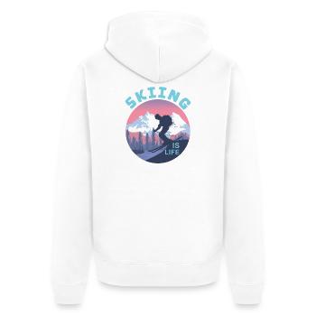Skifahren Ist Leben Wintersport Retro Silhouette - Unisex Premium Bio Zip Hoodie - Weiß - Hinten - Thijin (182cm)