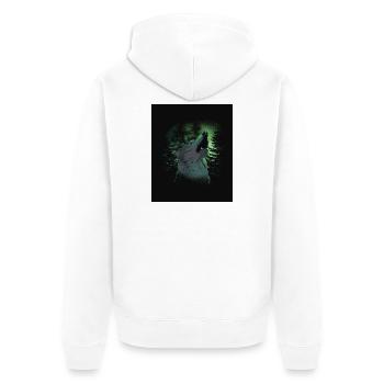 Wolfsruf im Nordlicht - Unisex Premium Bio Zip Hoodie - Weiß - Hinten - Thijin (182cm)