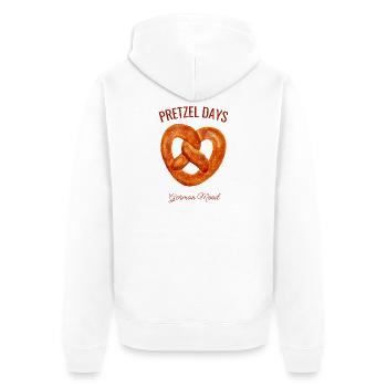 Pretzel Days – Brezel mit German Mood - Unisex Premium Bio Zip Hoodie - Weiß - Hinten - Thijin (182cm)