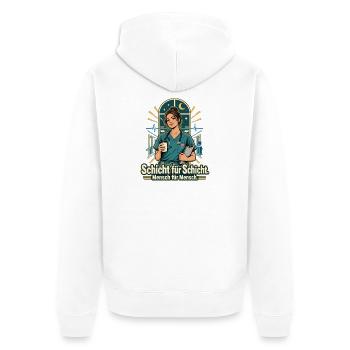 Pflegekraft Krankenpflege Schichtarbeit - Unisex Premium Bio Zip Hoodie - Weiß - Hinten - Thijin (182cm)