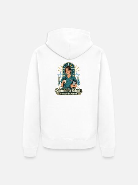 Pflegekraft Krankenpflege Schichtarbeit - Unisex Premium Bio Zip Hoodie - Weiß