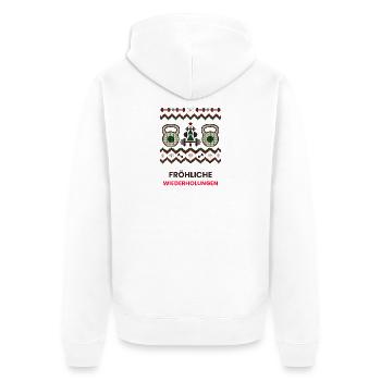 Fröhliche Wiederholungen Kettlebell - Unisex Premium Bio Zip Hoodie - Weiß - Hinten - Thijin (182cm)