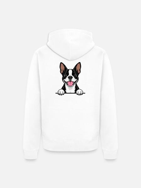 Boston Terrier - Unisex Premium Bio Zip Hoodie - Weiß