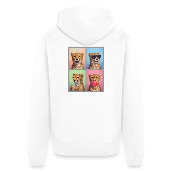 Geparde Gepard - Unisex Premium Bio Zip Hoodie - Weiß - Hinten - Thijin (182cm)