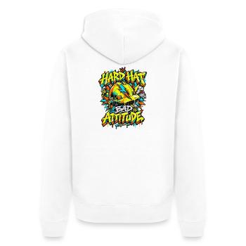 Graffiti Hard Hat Bad Attitude - Unisex Premium Bio Zip Hoodie - Weiß - Hinten - Thijin (182cm)