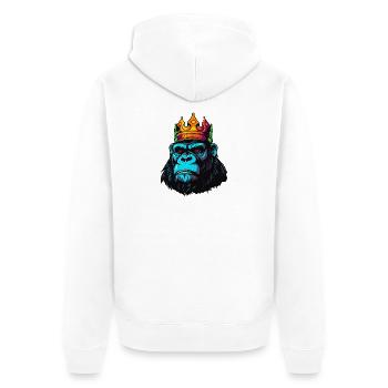 König Gorilla - Unisex Premium Bio Zip Hoodie - Weiß - Hinten - Thijin (182cm)