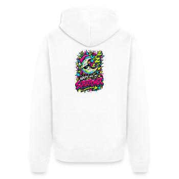 Naps sind meine Superkraft Neon - Unisex Premium Bio Zip Hoodie - Weiß - Hinten - Thijin (182cm)