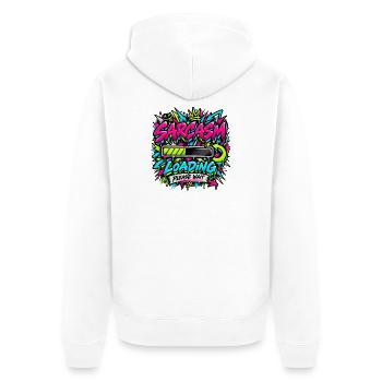 Sarcasm Loading Neon Graffiti - Unisex Premium Bio Zip Hoodie - Weiß - Hinten - Thijin (182cm)