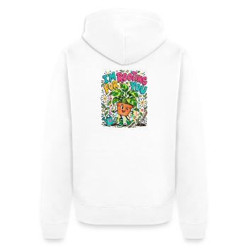 Ich roote für dich Pflanze - Unisex Premium Bio Zip Hoodie - Weiß - Hinten - Thijin (182cm)