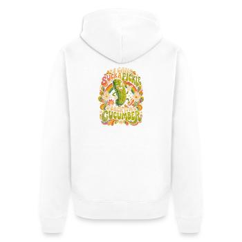 Bunte Gurke mit Regenbogen-Spaß - Unisex Premium Bio Zip Hoodie - Weiß - Hinten - Thijin (182cm)