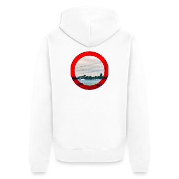 Rotkreis-Landschaft - Unisex Premium Bio Zip Hoodie - Weiß - Hinten - Thijin (182cm)
