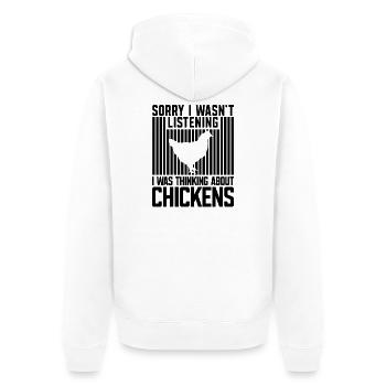 Hühner Humor - Unisex Premium Bio Zip Hoodie - Weiß - Hinten - Thijin (182cm)