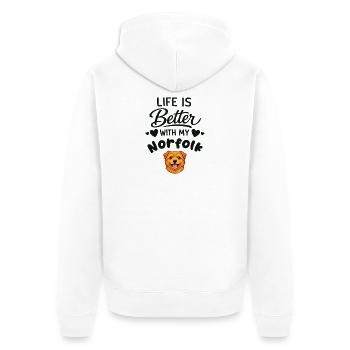  Das Leben Ist Besser Mit Meinem Norfolk - Unisex Premium Bio Zip Hoodie - Weiß - Hinten - Thijin (182cm)